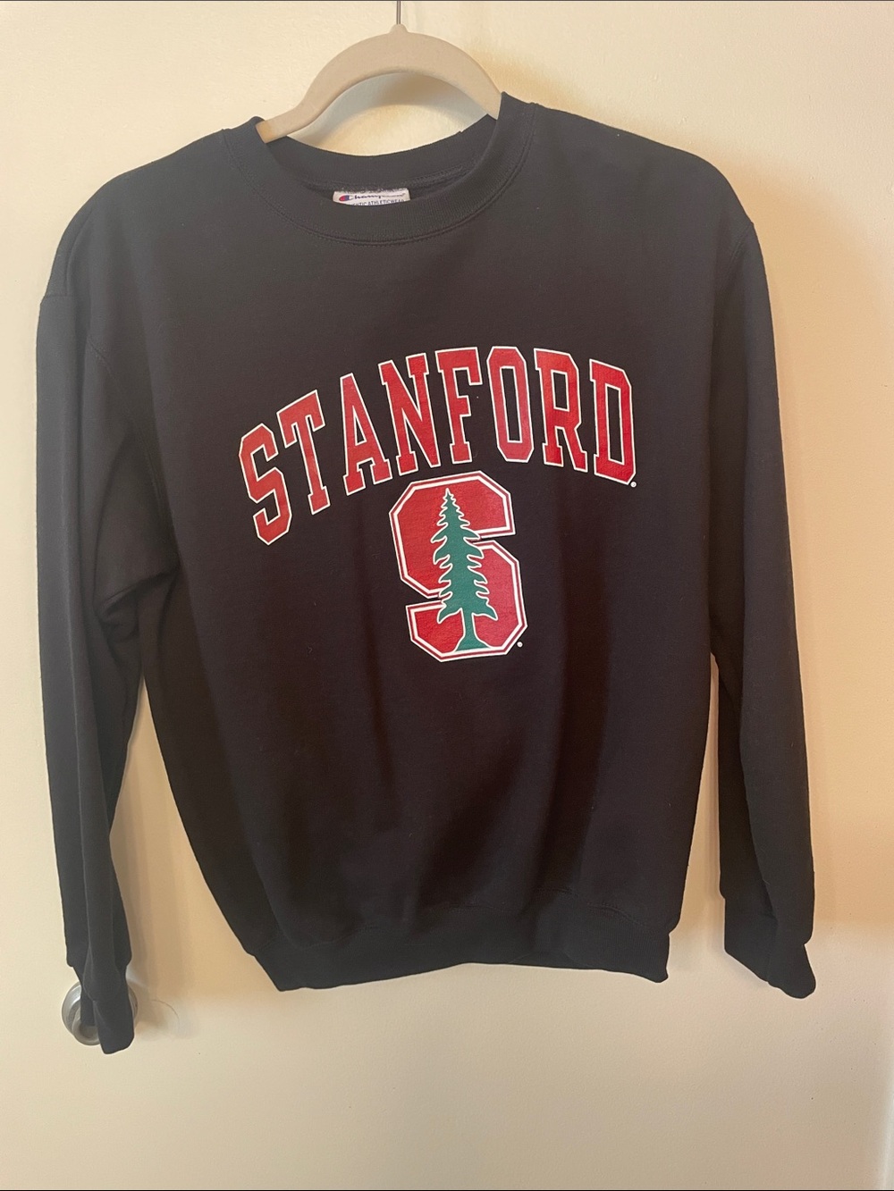 Youth L (10-12)Champion Black Stanford Crewneck Sweatshirt
